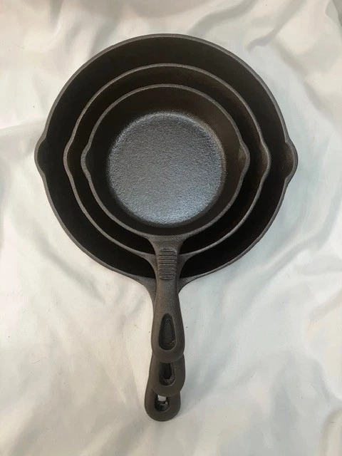 Vintage Benjamin & Medwin Cast Iron Skillet Set of 3 - 6.5", 8", 10.5" - NY USA