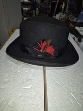 SCALA Classico New Yorker Black 100 Wool Felt Teardrop Fedora Hat Men's M