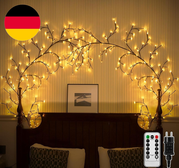 Ciskotu Lichterkette Willow Vine Mit Stecker, 144 Leds Weidenrebe Baum Lichterke-image