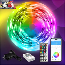 LED Strip Lights 100ft 50ft Music Sync Bluetooth 5050 RGB Room Light with Remote