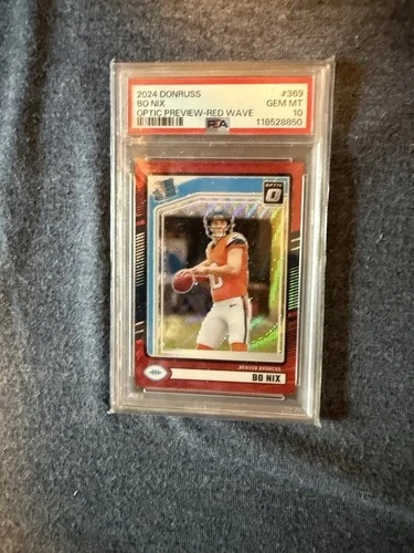 2024 Panini Donruss - Rated Rookie Bo Nix Optic Preview Red Wave (RC) PSA 10