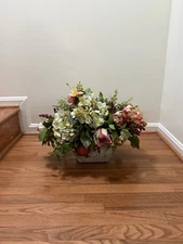 Large Designer Floral Centerpiece w/ Hand-Painted Heart & Stone Planter 23”