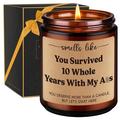 10-Year Tin Anniversary Scented Candle Gift for Him Her Wife Husband