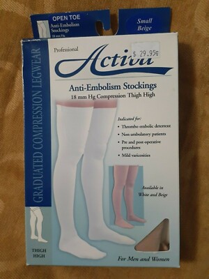 Activa 18 mmHg Compression Anti Embolism Thigh Stockings Small Beige  H5901