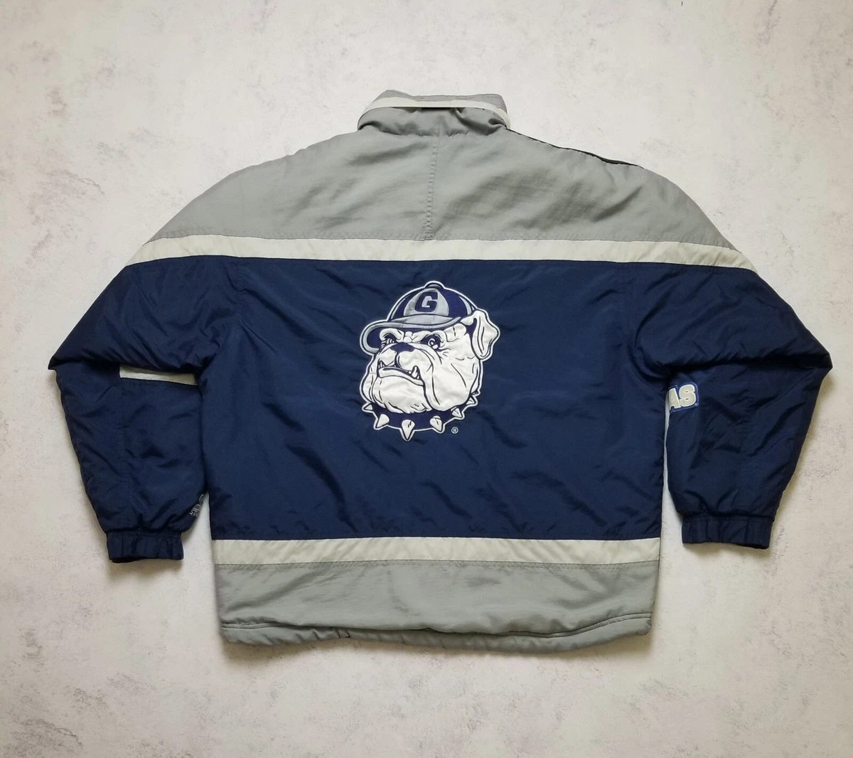 etown hoyas ジョージタウンナイロンジャケット ブルドッグ Vintage Starter Georgetown Hoyas Bulldogs Full Zip Jacket Sz L