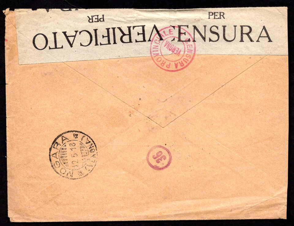 ITALY 1817 WAR TIME CENSORED COVER WITH CENSOR LABEL & "CENSURA PROVINCIALE" - Image 2 of 2