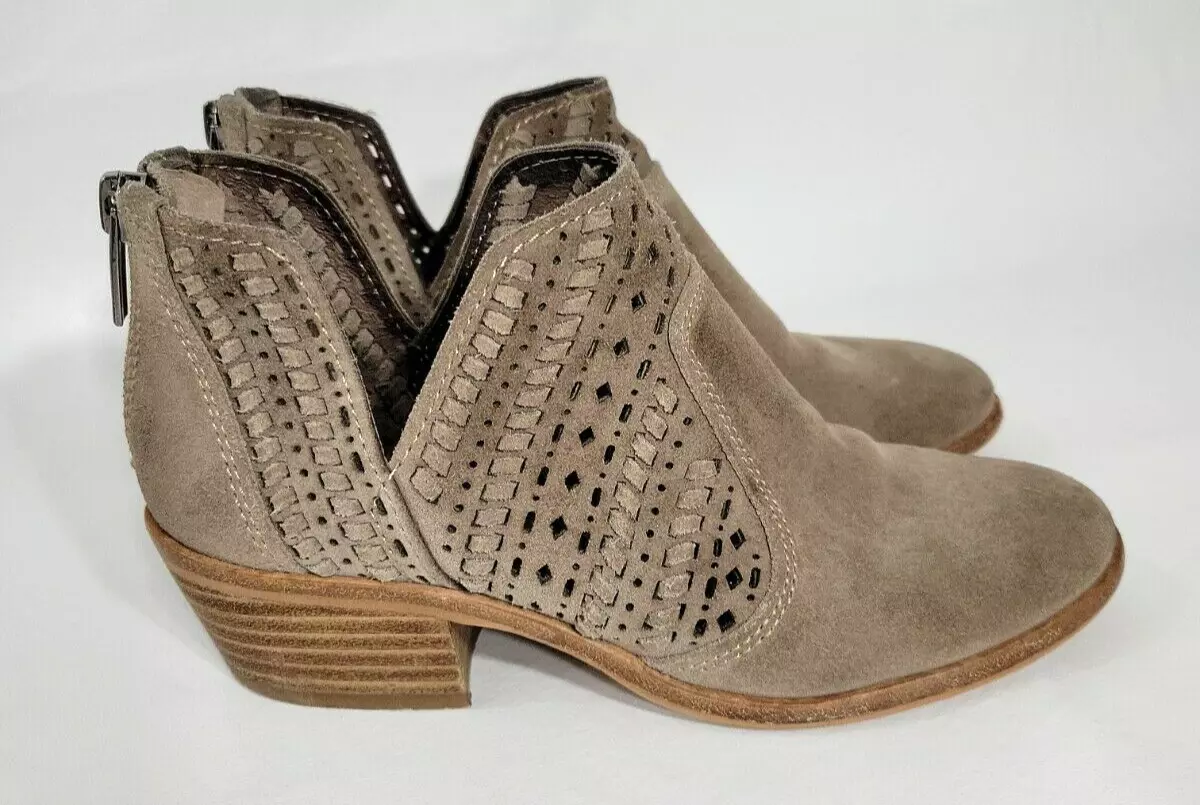 Vince Camuto Prasata Brown Suede Leather Ankle Booties Boots Shoes Sz US 4