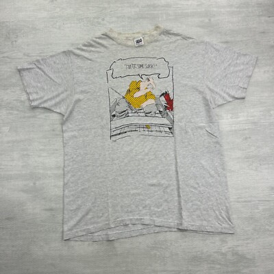Vintage 90s Fishing Parody Shirt Size XL Gray Giver Some Slack Art Funny Tee