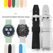 Correa de reloj de goma trenzada para Omega Swatch Co-branded Planet Collection