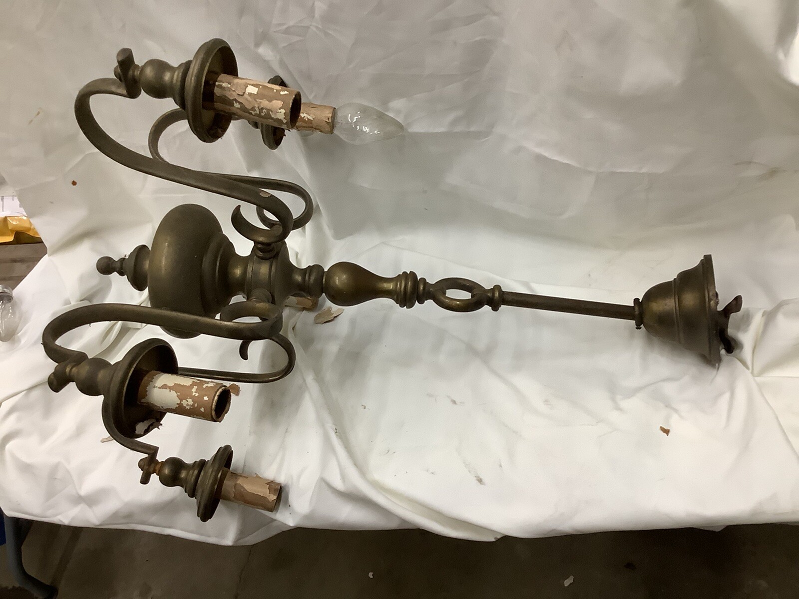 Vintage Brass Chandelier Five Lamp Parts eBay