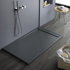 piatto doccia grigio antracite scuro in marmoresina, superficie ardesia