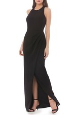 JS Collections Black Column Gown Cutout Back Size 0