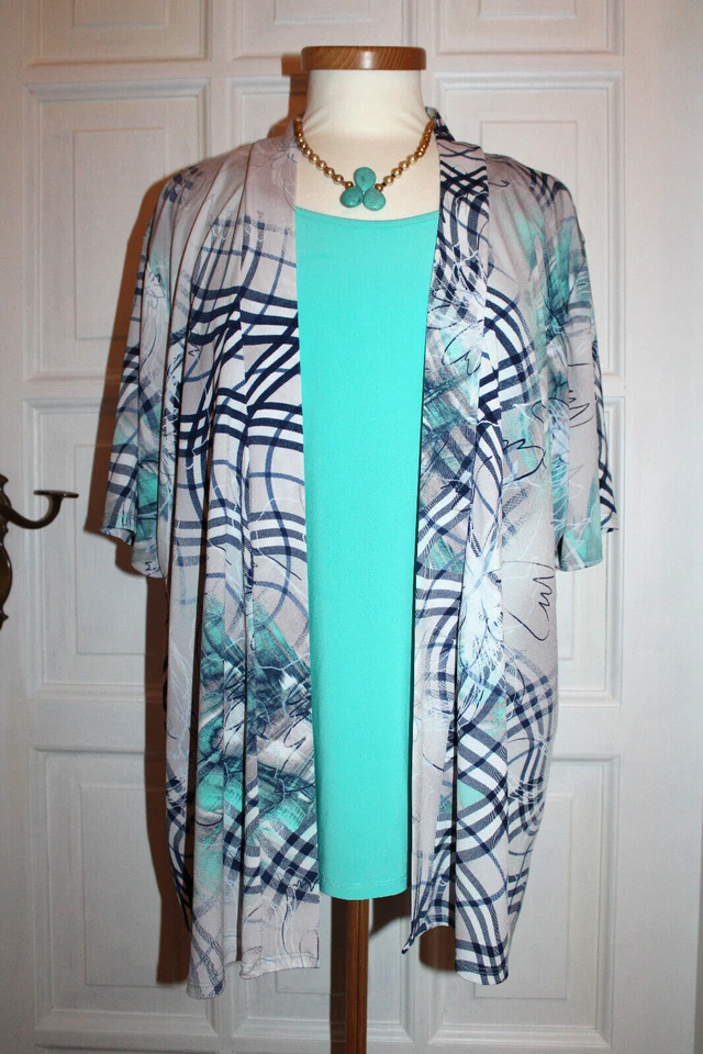 Michael Gold*TwinSet Einteiler Sommer Oberteil Bluse Tunika Türkis-Blau Gr:XXL - Bild 2 von 4