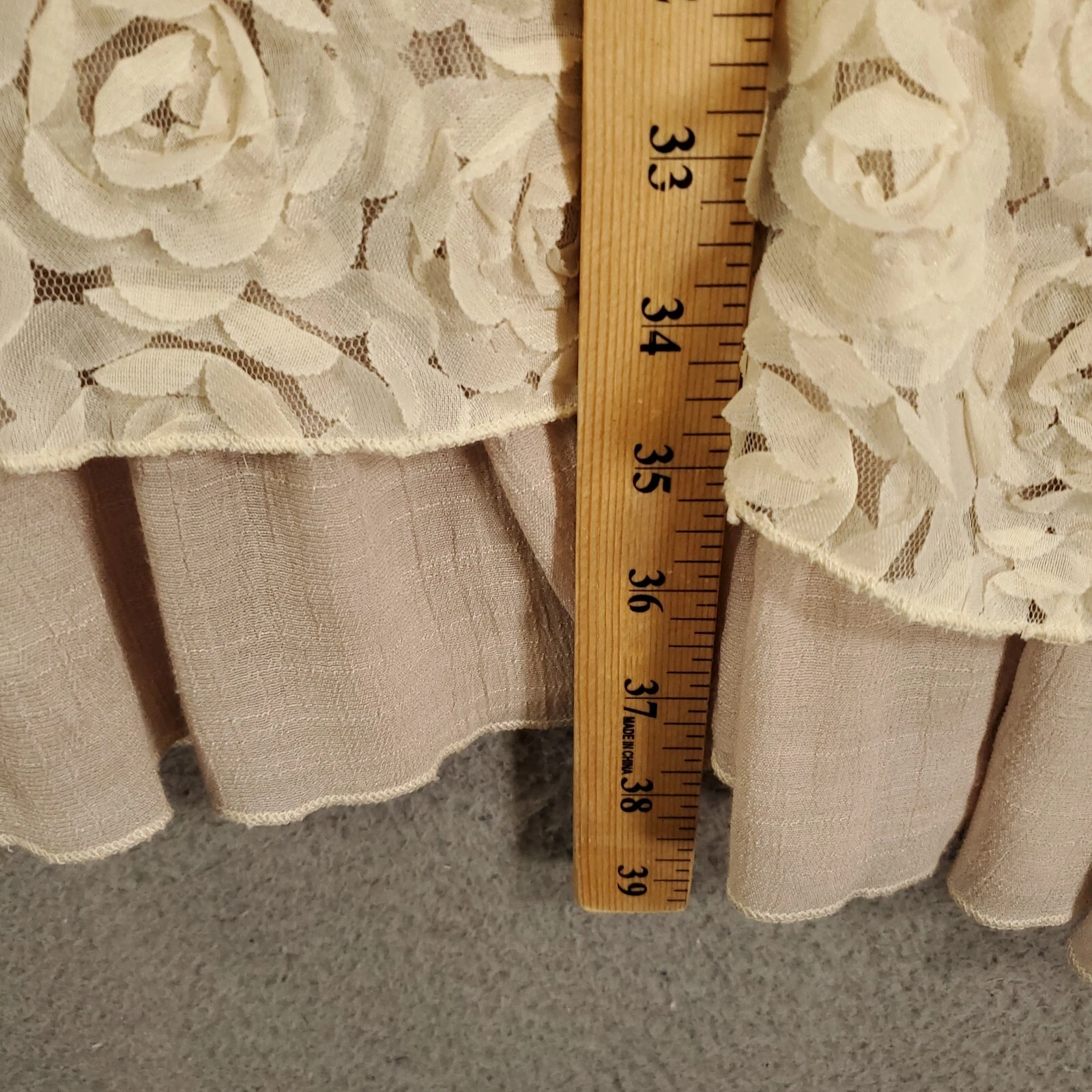 OFF WHITE Abito Adorn donna medio testurizzato rose allover foderato davanti boho marrone bianco sporco