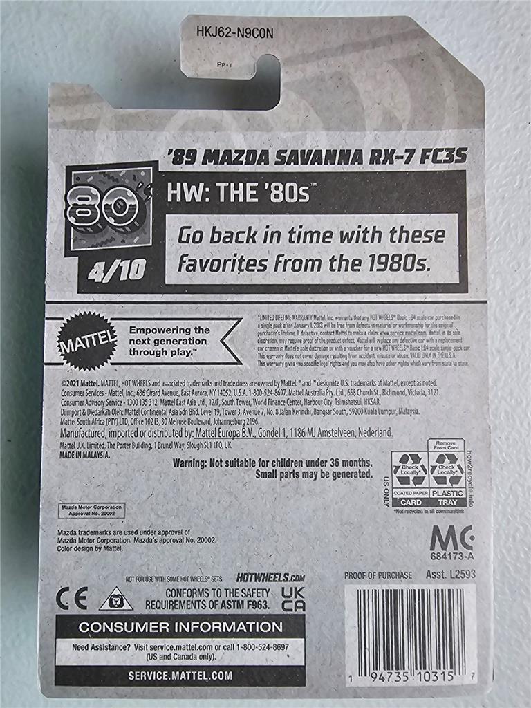 2023 Hot Wheels 51/250 HKJ62 '89 Mazda Savanna RX-7 FC35 HW The