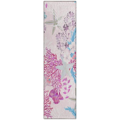 Addison Rugs Surfside ASR31 Raspberry 2'3'' x 7'6'' Indoor Outdoor Runner Rug,