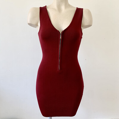 maroon bodycon mini dress Round Neck Long Sleeve Bodycon Mini Dress in Maroon- Littlebox India main image 0