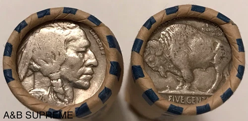 One Shotgun Roll 40 Buffalo Nickels In FINE Condition Five Cent Pieces 1913-1938