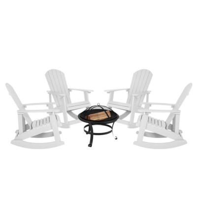 Flash Furniture Savannah Rockers Fire Pit, Pack Of 4, WH - JJ-C147054 ...