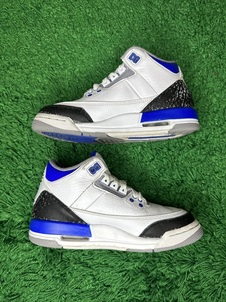 Nike Air Jordan 3 Retro GS Racer Blue White Shoe 398614-145 Youth Size 4Y  - Image 4 of 4