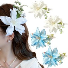 4 Pcs Lily Flower Hair Clips Artificial Lily Hairpin Floral Barrettes Hawaiia...