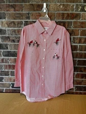 Country Store Shirt Embroidered Cardinal Bird  Size: medium