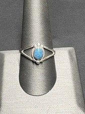 NATIVE AMERICAN 925 STERLING SILVER AND TURQUOISE RING SIZE 9.5