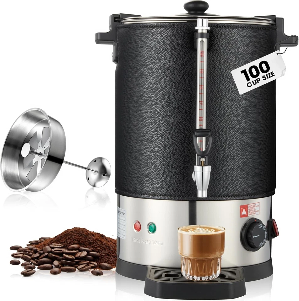 15L Coffee Dispenser 100Cup Commercial Coffee Urn Stainless Steel Thermal Sleeve - Image 2 of 4