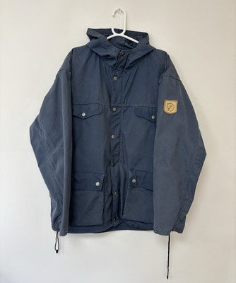 Fjallraven Greenland Jacket Men s Large Blue G-1000 Hooded Outdoor Coat 81427