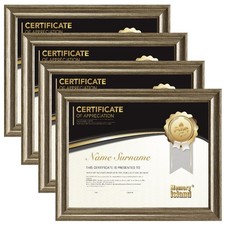 8.5x11 Document Certificate Frames in Brushed Gold,Pack of 4