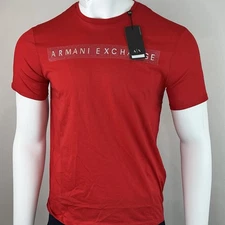 Armani Exchange Men's Crewneck Short Sleeve Regular Fit  T-shirt Rhinestone Logo