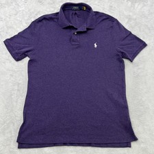 Polo Ralph Lauren Heathered Polo Shirt Size M Purple Mens Custom Slim Fit Pony