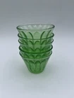 Vintage 1930s Set Of 5 Hazel Atlas Green Depression Glass Uranium Custard Cups