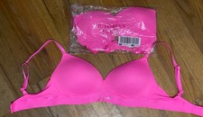 Victoria's Secret PINK Women's Pink Push-Up Bra Size 34C Rhinestone Adjustable