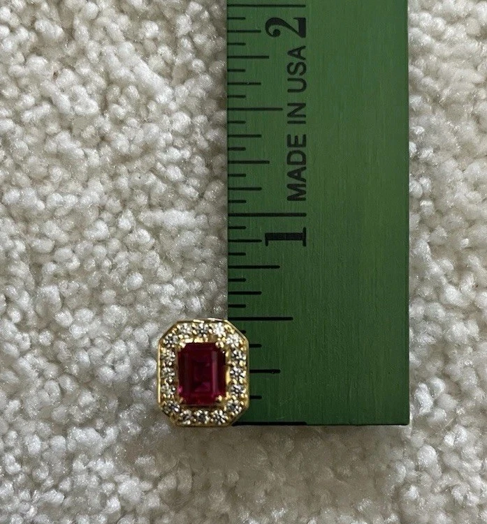 Ruby and Diamond 925 solid silver 3 Silver Buttons set. Top gold plated  - Image 2 of 4