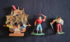 Pirate ship and 2 pirates --Cake Decoration --VTG 1960's Japan --VG condition