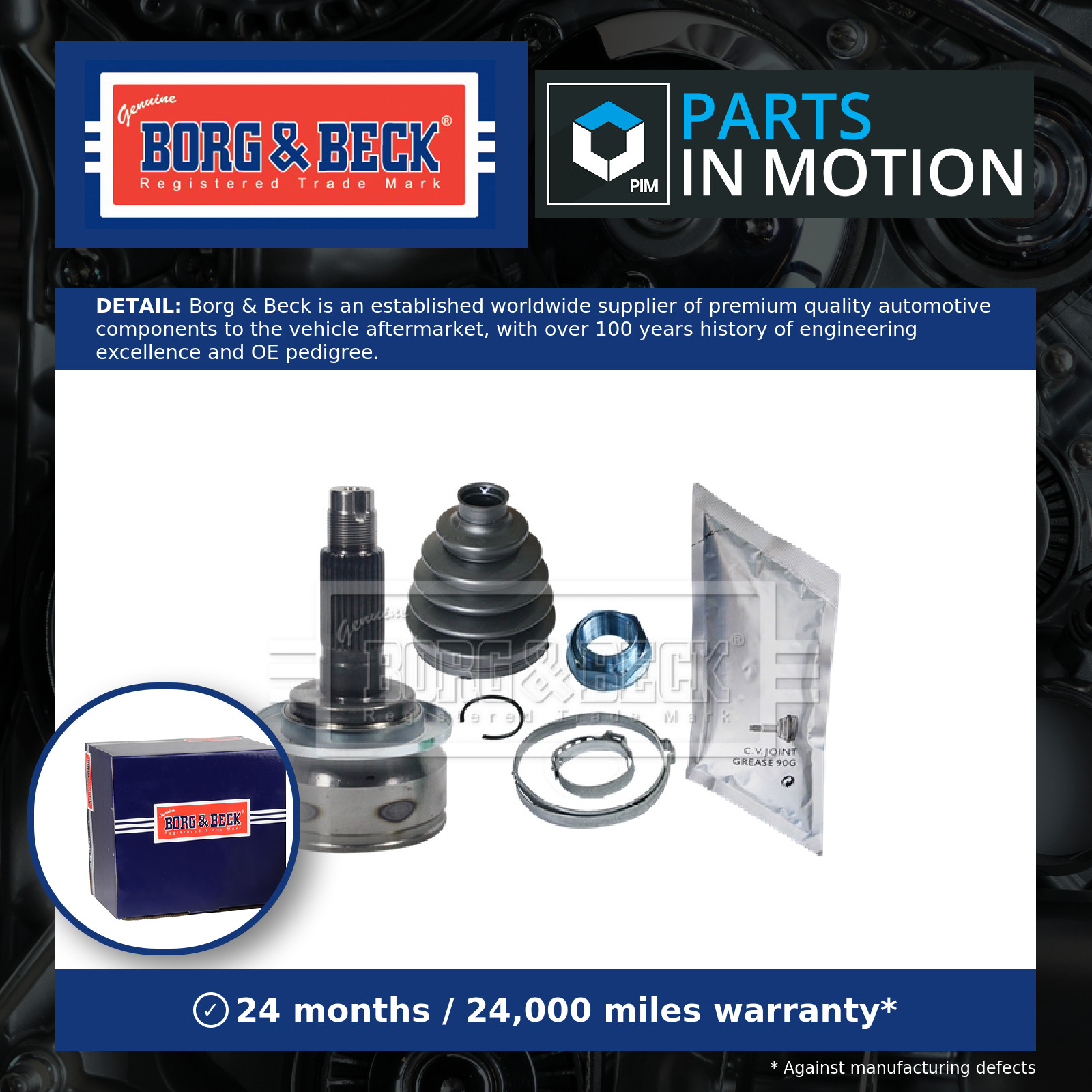 CV Joint Front Outer BCJ1602 Borg & Beck C.V. Driveshaft Top Quality Guaranteed