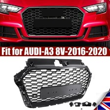 FOR AUDI A3 S3 8V 2016-20 GLOSS BLACK RS STYLE FRONT RADIATOR GRILL GRILLE UK