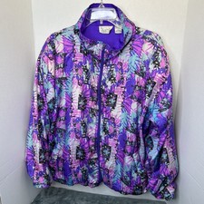 Vintage 80s Colorful Windbreaker Jacket Basic By Southern Classics Women  s Large