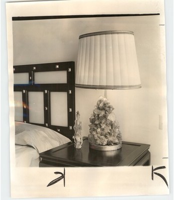CRYSTAL ROCK Based Lamp by Court & Bedside Chinese Jade FASHION 1966 Press Photo