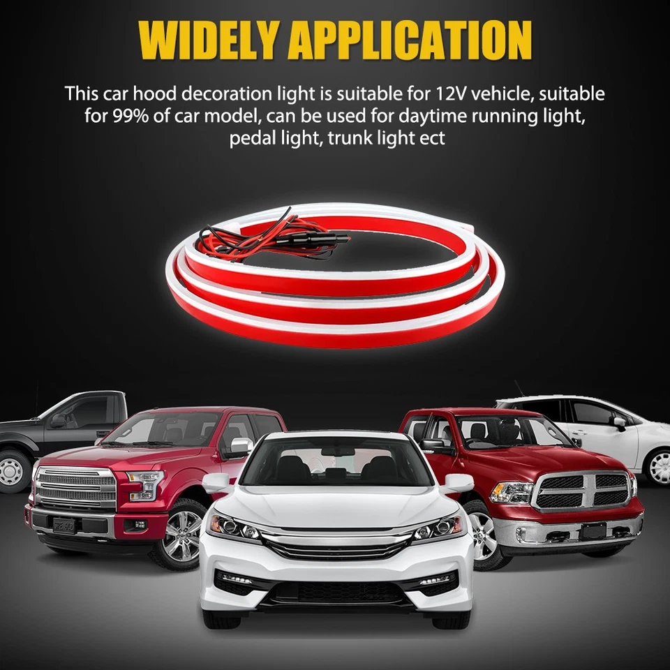 For Dodge RAM 1500 2500 3500 70" LED Scan Start Up Dynamic Hood Light Strip DRL - Image 4 of 4