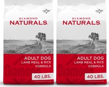 Set 2 Diamond Naturals Lamb Meal & Rice Formula Adult Dry Dog Food,80lb total 0.77 per pound