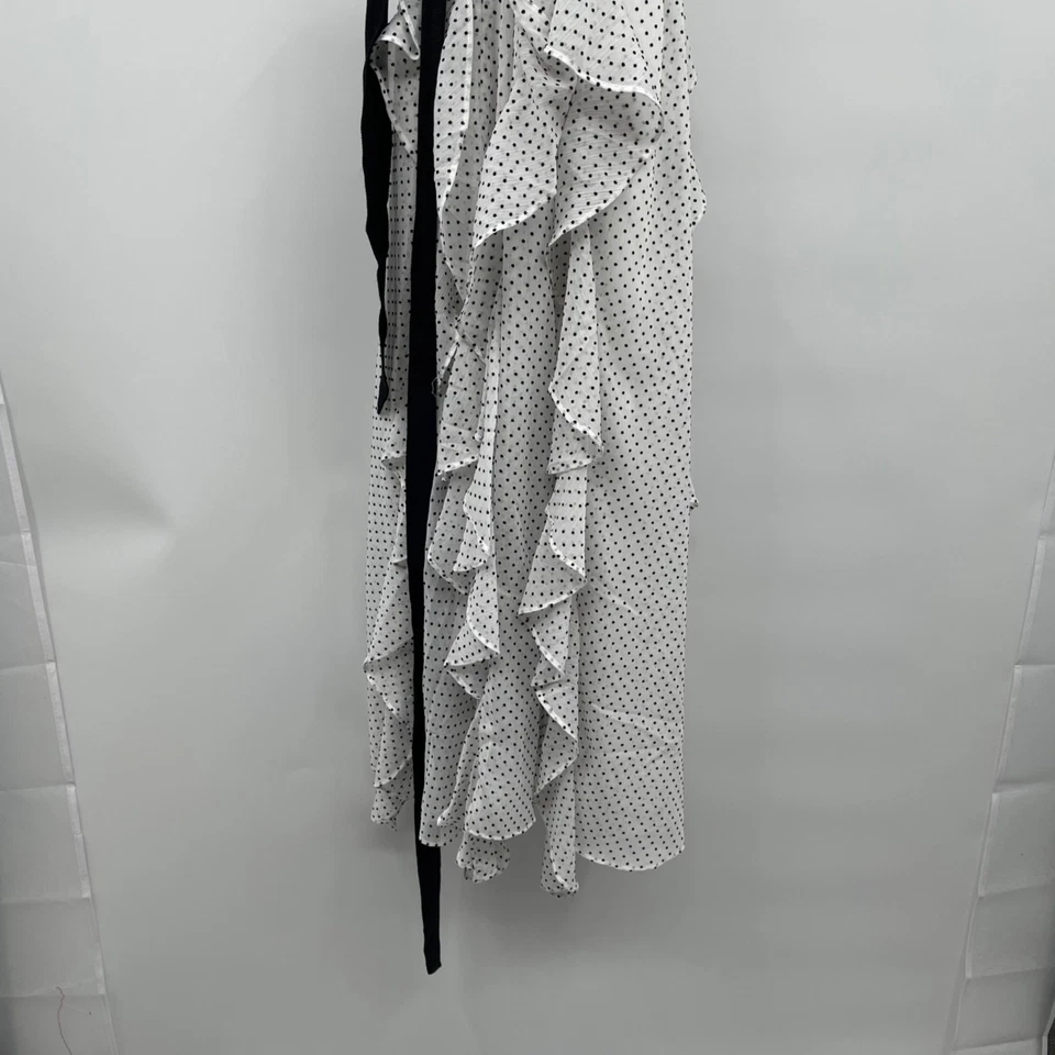 Maxi Vestido Halter con Volantes Blanco/Negro con Cinturón Talla 10 Forrado WHBM para Mujer a Lunares Foto 3 de 4