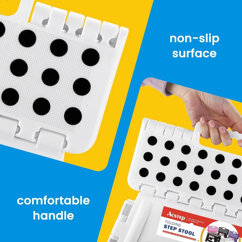 1-2 Pack Folding Step Stool  Plastic Foldable Stools Portable  9" 11" 13" - Image 3 of 4