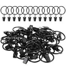 Curtain Rings with Clips, 42 Pack Metal Drapery Rings with 1.26"-42Pack Black