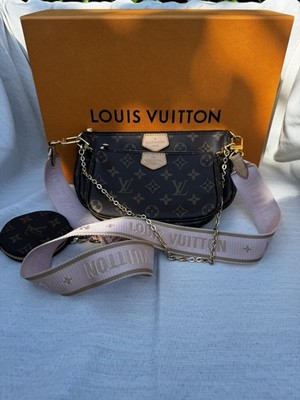 Louis Vuitton Multi Pochette Monogram Canvas Umhängetasche rosa Gurt Kette