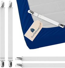4 PCS White Bed Sheet Clips - Corner Mattress Holder Straps Keep Fitted Sheets