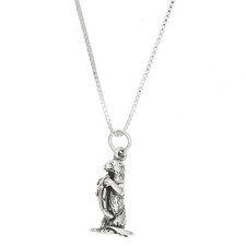Sterling Silver 3D Sea Otter with Fish Charm with Necklace Options 