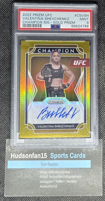 Valentina Shevchenko 2023 Panini Prizm UFC Champion Auto Gold 7/10 PSA 9 Mint