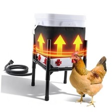 Heated Chicken Waterer with Stand, Thermostatically Poultry Water 12L Black